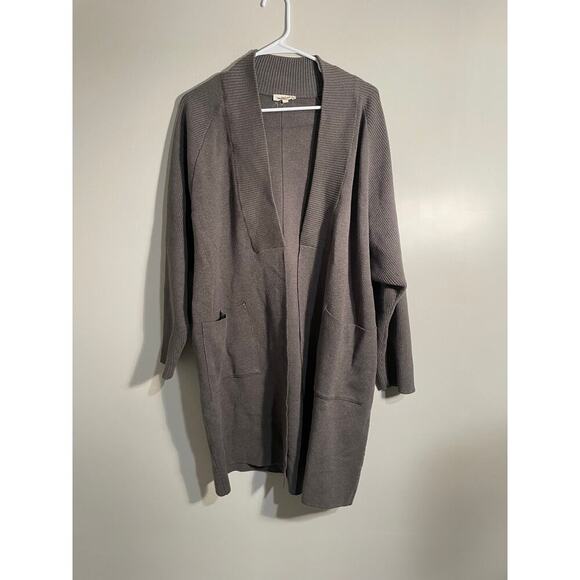 Mystree Taupe Structured Longlined Open Front Cardigan - Picture 1 of 11